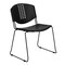 Flash Furniture 29.75” Black Plastic Stackable Chair with Ergonomically Contoured Back and Sled Base